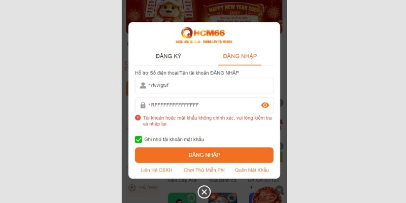 Người chơi lưu ý nhập chính xác thông tin để vào acc thành công